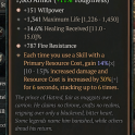 2GA Crown of Lucion (14/15) GA Willpower/1341 max life 14.6% healing received GA Fire Resistance
