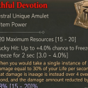 Faithful Charm Amulet +20 Resource + Lucky Hit Freeze