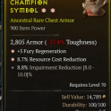 2GA Chest Armor GA +5 Fury Regeneration/GA Resource Cost Reduction/8.8% impairment reduct one free