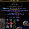 +7 FIRE SKILL STAFF 128% FIRE DAMAGE 167 MAX MANA 39% CAST SPEED 21 INTELLIGENCE 25% EXTRA LIGHT DMG