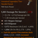 2GA Two-Handed Sword GA Weapon Damage/GA Willpower 3972 max life 1806 life on hit