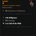 SEASON 10 1 GA COMPANION DRUID AMULET +3 CALL OF THE WILD 14% WILLPOWER RAVEN DRUID AMULET