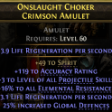 AMULET +3 PROJECTILE SKILLS 49 SPIRIT 16% ALL RESIST 25% GLOBAL DEFENCES LIGHTNING ARROW DEADEYE
