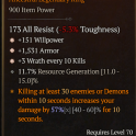 3GA Ring GA Willpower/GA Armor/GA +3 Wrath every 10 kills 11.7% resource gene