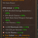 Ancestral 925 Shield, 2 Greater stats Max.life and Thorns