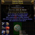 FOCUS 236 ENERGY SHIELD +2 TO ALL SPELL SKILLS 60% LIGHTNING DAMAGE 19% CAST SPEED 18% CRITICAL SPEL
