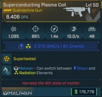 ⭐L50 PLASMA COIL - 8.406 DPS (+2.270 SHOCK/776 RAD DMG/S) - 86% ACC - 1.4S RELOAD - 10.0/S F.R.⭐ - image