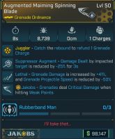 ⭐L50 SPINNING BLADE - 8.739 DMG - 8s COOLDOWN - SUPPRESSOR AUGMENT - LETHAL - RUBBERBAND MAN SET⭐ - image