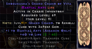 +1 Martial art (assasin) Grand charm +40 life - image