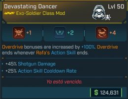 ⭐L50 DANCER (EXO-SOLDIER CM) +SOLTADO, +2 THE THRILL, +4 TEMERARIO - +45% SHOTGUN DMG - +25% ASCR⭐ - image