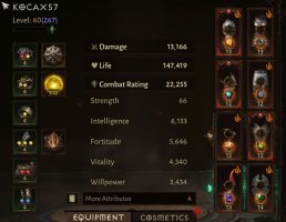 SEA-Gillian| Lv 60(267)| Ready Farming - Necromancer  22255 Combat Rating + 510 Resonance (DI722) - image