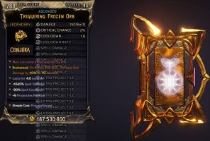⭐[MODDED] L40 FROZEN ORB - 15.016x10 DMG - 1645% SPELL DMG! - FIRES 10 PROJ - 1.6S CD - ENCHANTED⭐ - image